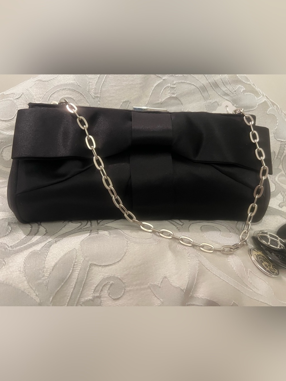 White House Black Market Black Clutch with Silver Frame - Picture 1 of 2